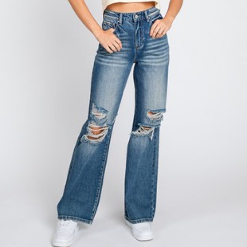 New never worn Distressed Wide Leg Jean